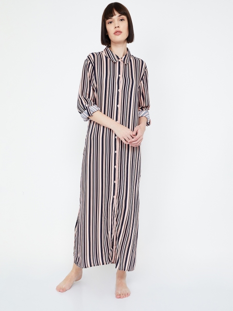 

Ginger by Lifestyle Women Pink Striped Maxi Dress