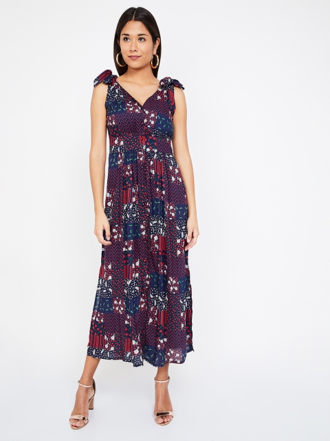 

Ginger by Lifestyle Women Printed Navy Blue A-Line Dress