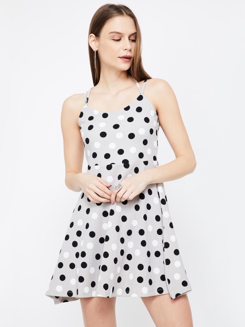 

Ginger by Lifestyle Women Grey Printed Fit and Flare Dress