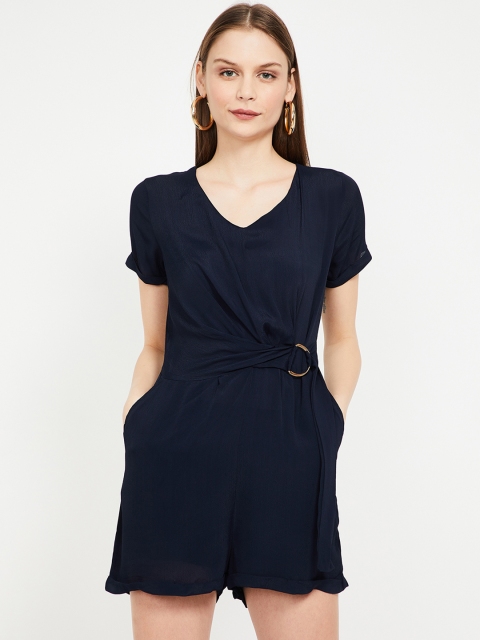 

Ginger by Lifestyle Women Navy Blue Solid Playsuit
