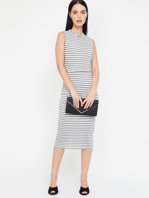 

Ginger by Lifestyle Women Striped Off-White Bodycon Dress