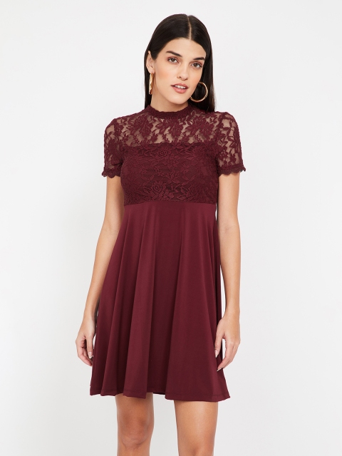 

Ginger by Lifestyle Maroon Women Solid Empire Dress