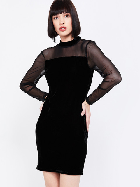 

Ginger by Lifestyle Women Black Solid Sheath Dress