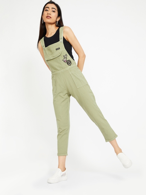 

Ginger by Lifestyle Women Olive Green Solid Capri Jumpsuit