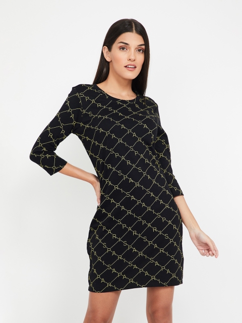 

Ginger by Lifestyle Women Printed Black Sheath Dress