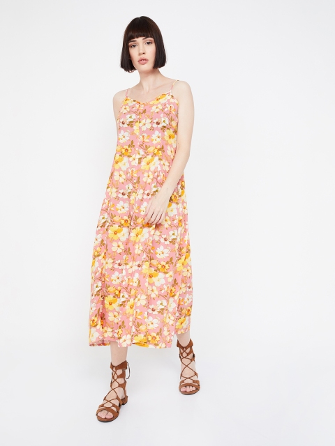 

Ginger by Lifestyle Women Pink Floral Printed A-Line Dress