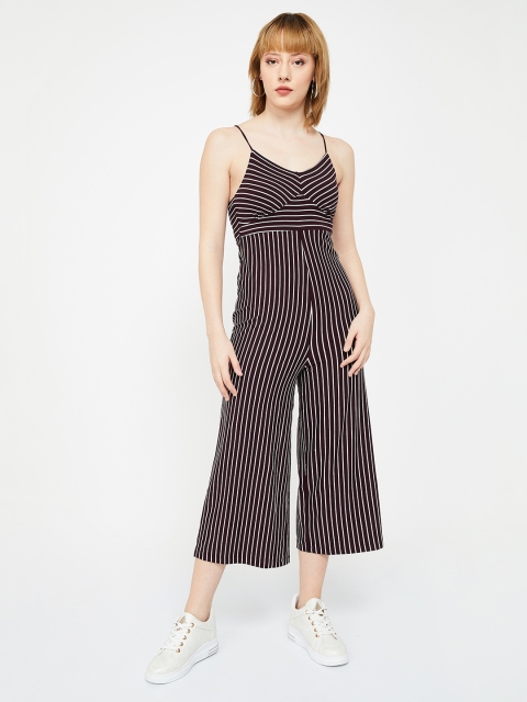 

Ginger by Lifestyle Women Maroon & White Striped Capri Jumpsuit