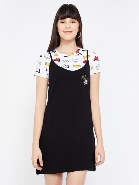 

Ginger by Lifestyle Women Self Design Black A-Line Dress