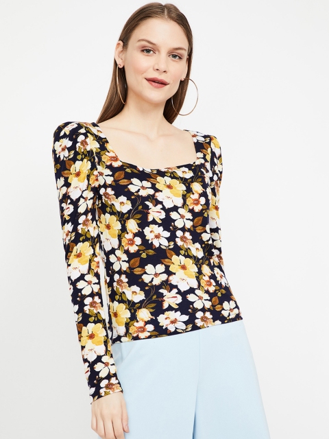 

Ginger by Lifestyle Women Navy Blue Printed Top