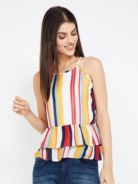 

Ginger by Lifestyle Women Multicoloured Striped Peplum Top, Multi