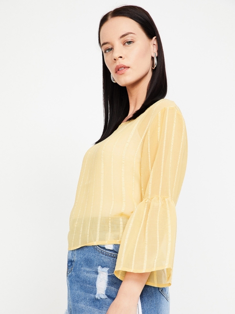 

Ginger by Lifestyle Women Yellow Striped Top