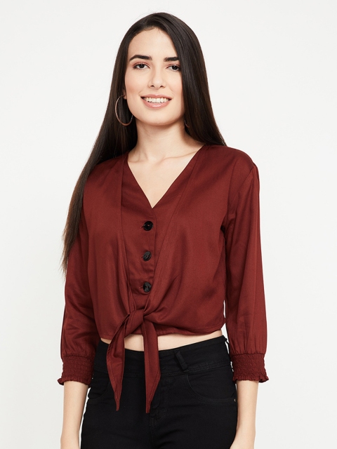 

Ginger by Lifestyle Women Tan Brown Solid Top