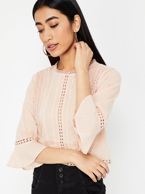 

Ginger by Lifestyle Women Beige Self Design Top