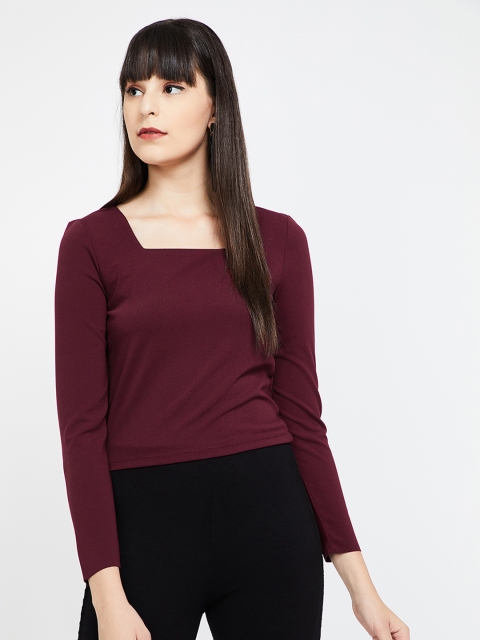 

Ginger by Lifestyle Women Burgundy Solid Top