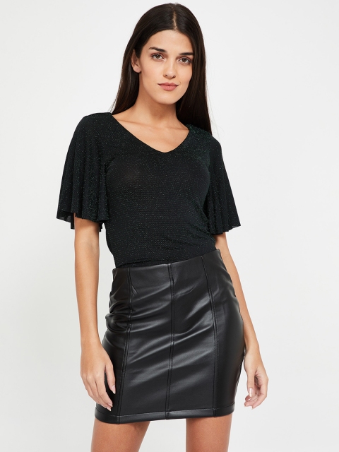 

Ginger by Lifestyle Women & Green Black Embellished Top
