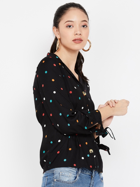 

Ginger by Lifestyle Women Black & White Printed Shirt Style Top