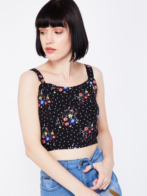 

Ginger by Lifestyle Women Black & Blue Printed Crop Top