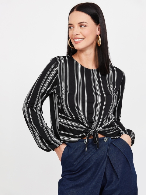 

Ginger by Lifestyle Women Black Striped Top