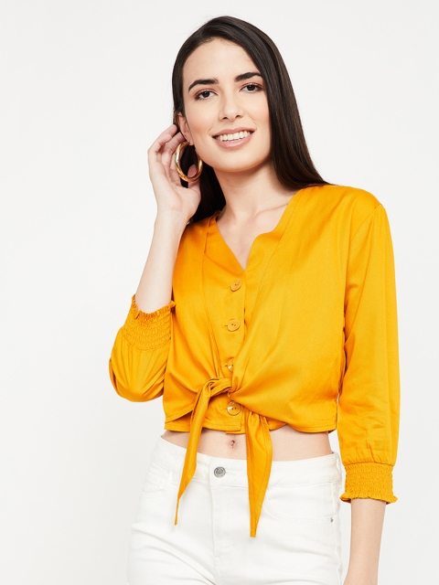 

Ginger by Lifestyle Women Mustard Yellow Solid Top