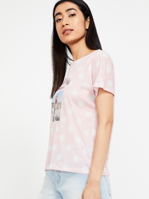 

Ginger by Lifestyle Women Pink Printed Round Neck T-shirt