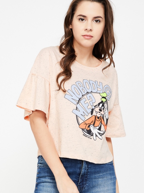 

Ginger by Lifestyle Women Pink Printed Round Neck T-shirt