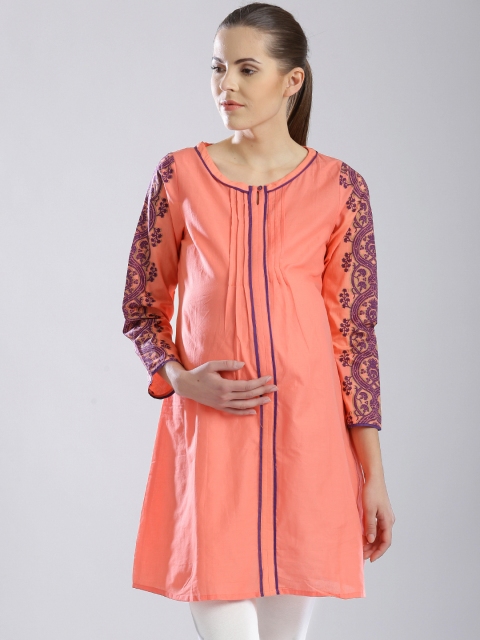 

Mum's Dairy by W Peach-Coloured Maternity A-Line Kurta