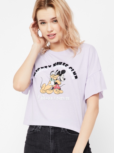 

Ginger by Lifestyle Women Lavender Printed Round Neck T-shirt