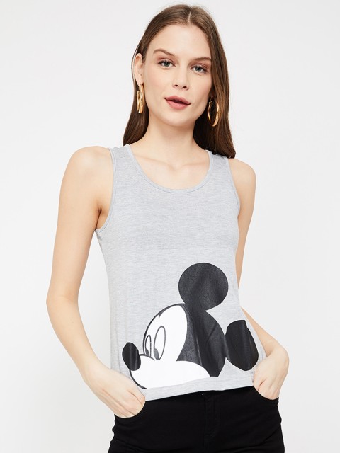 

Ginger by Lifestyle Women Grey Melange Printed Round Neck T-shirt
