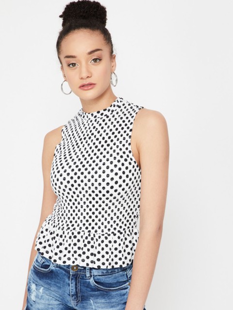 

Ginger by Lifestyle Women White & Black Pure Cotton Printed Top