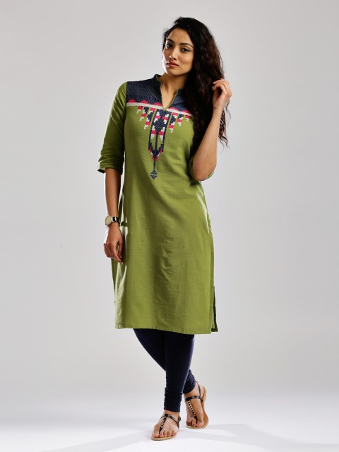 

W Freida Green Embroidered Kurta