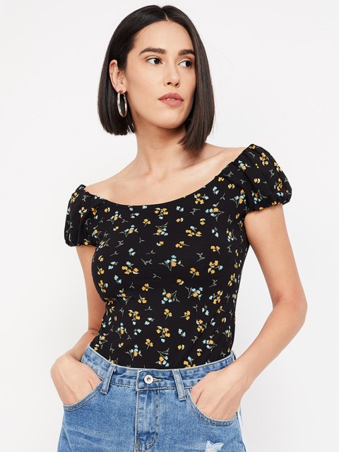 

Ginger by Lifestyle Women Black Printed Top