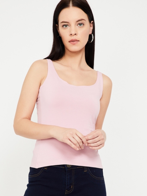 

Ginger by Lifestyle Women Pink Solid Round Neck T-shirt
