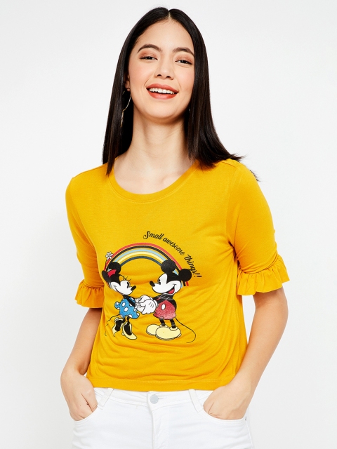 

Ginger by Lifestyle Women Mustard Yellow Printed Top