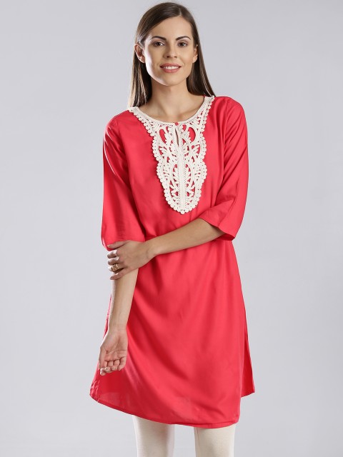 

W Coral Pink A-Line Kurta