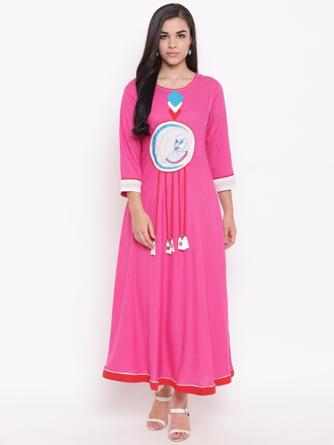 

Kurti's by Menka Women Pink Yoke Design A-Line Kurta