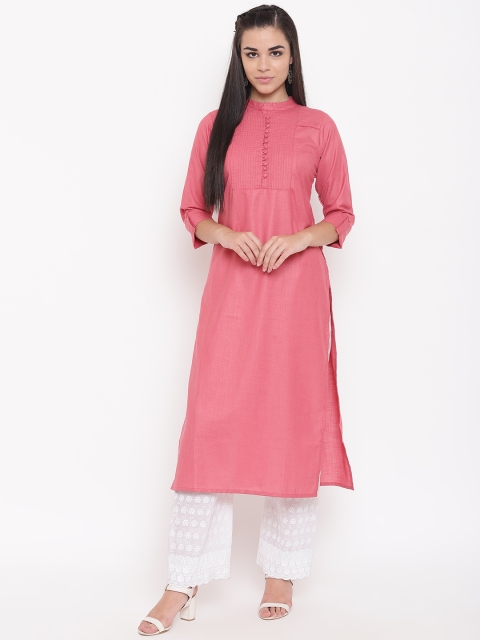 

Kurti's by Menka Women Dusty Pink Solid Straight Kurta