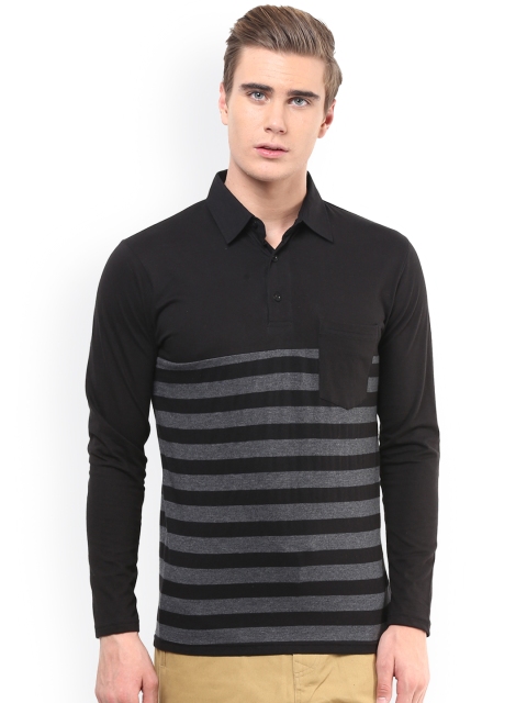 

Hypernation Black & Grey Striped Polo T-shirt