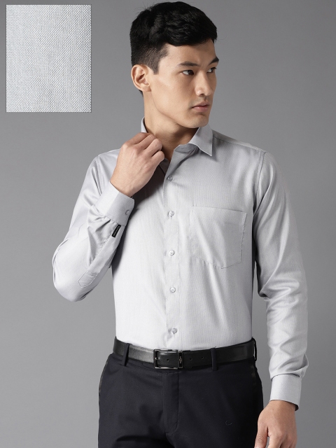 DENNISON Men Grey Comfort Slim Fit Self Design Formal Shirt