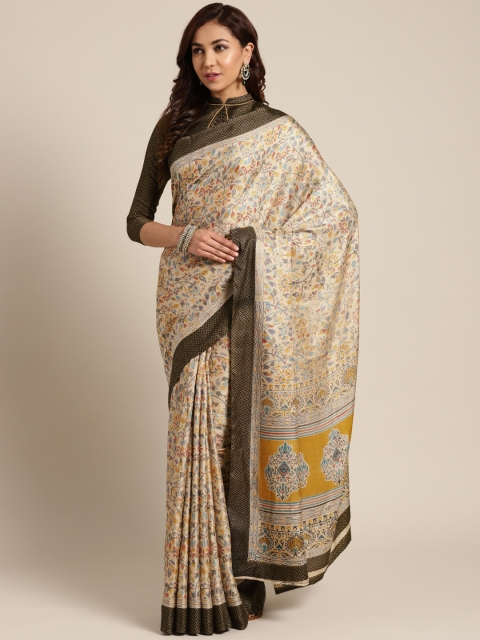 

Saree mall Beige & Mustard Yellow Printed Saree