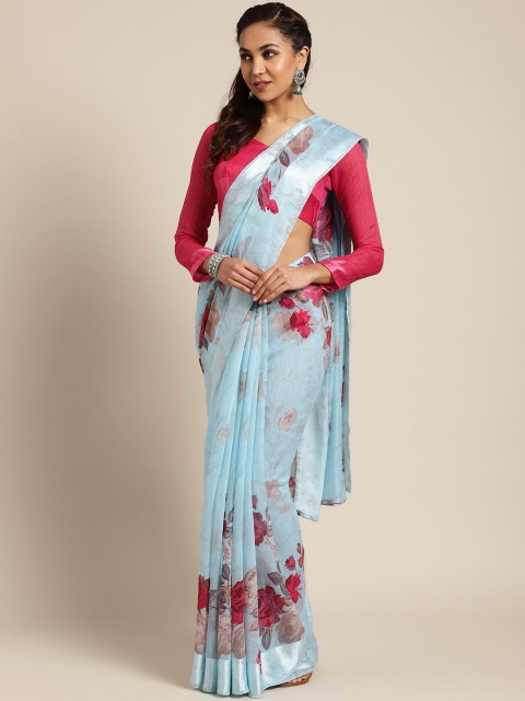 

Saree mall Blue & Red Printed Saree