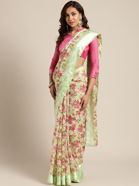 

Saree mall Green & Pink Printed Saree