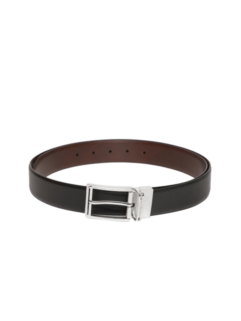 

Louis Philippe Men Black & Brown Reversible Textured Leather Belt