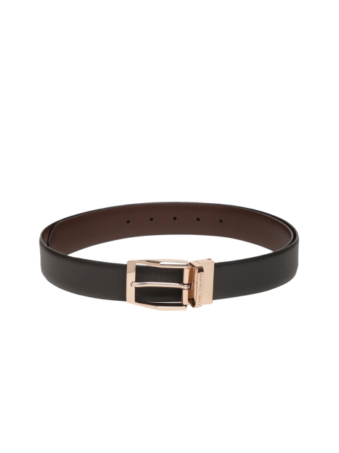 

Louis Philippe Men Black & Brown Reversible Textured Leather Belt