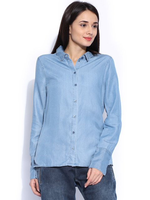 

ONLY Blue Denim Casual Shirt