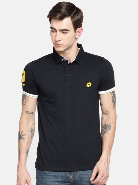 

Lotto Men Navy Blue Solid Polo T-shirt