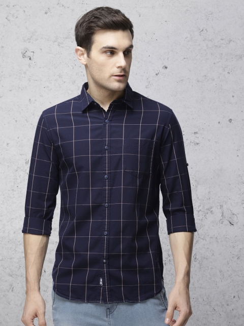 

Ecko Unltd Men Navy Blue & Beige Regular Fit Checked Casual Shirt