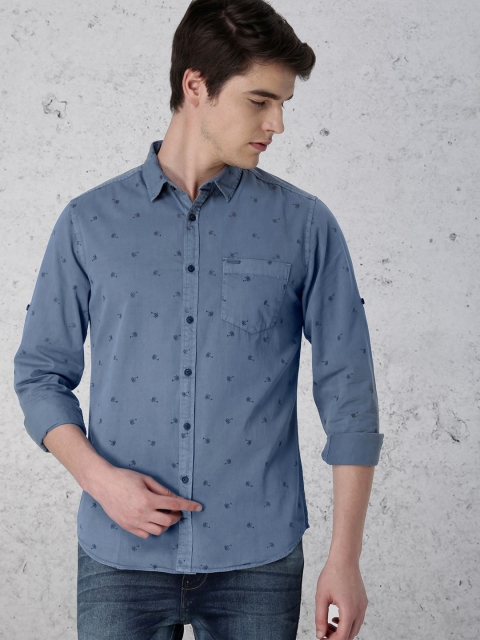 

Ecko Unltd Men Blue Slim Fit Printed Casual Shirt