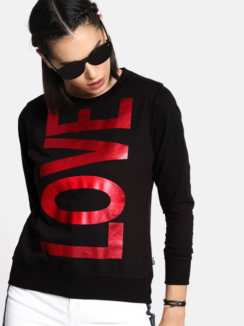

Kook N Keech Women Black & Red Printed Sweatshirt