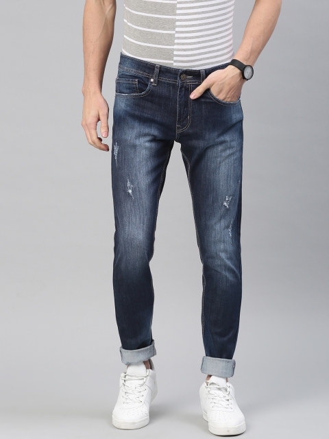 

American Crew Men Blue Slim Fit Mid-Rise Low Distress Stretchable Jeans