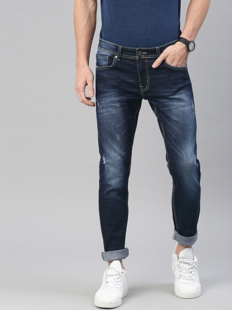 

American Crew Men Blue Slim Fit Mid-Rise Low Distress Stretchable Jeans